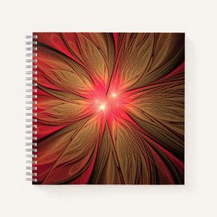 Red fansy fractal flower   notebook