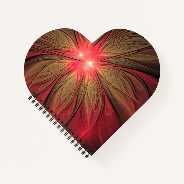 Red fansy fractal flower  notebook (Front)