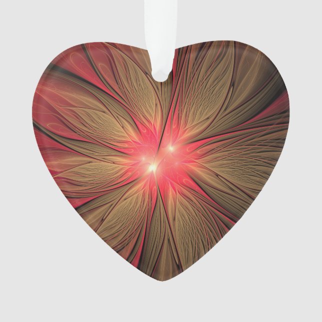 Red fansy fractal flower ornament (Front)