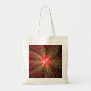 Red fansy fractal flower tote bag