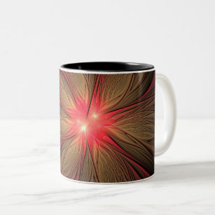 Red fansy fractal flower  Two-Tone coffee mug