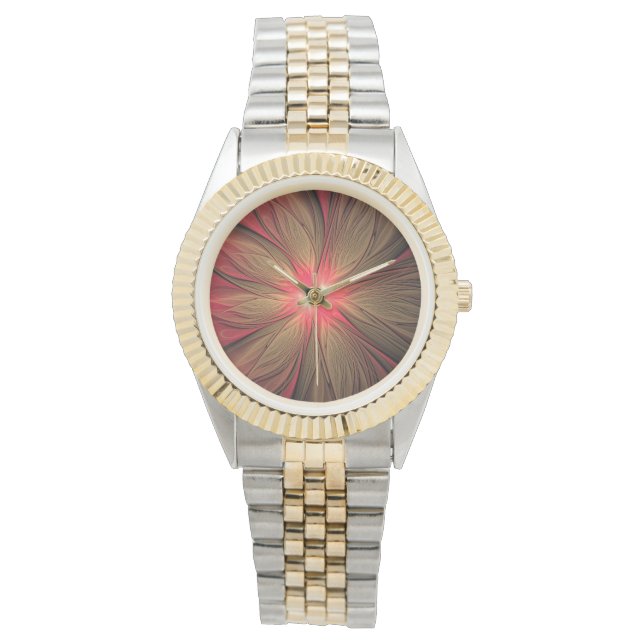 Red fansy fractal flower  watch (Front)