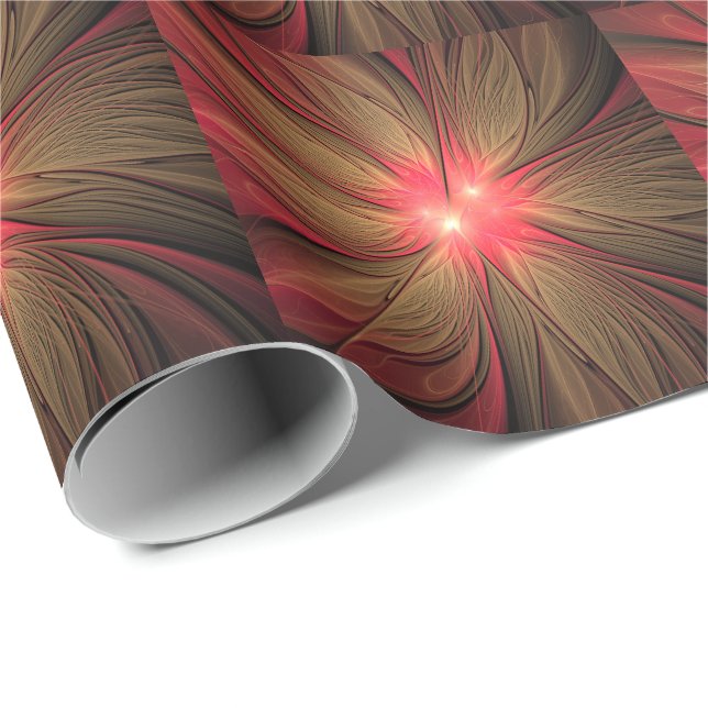 Red fansy fractal flower  wrapping paper (Roll Corner)