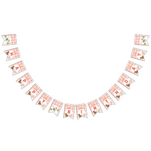 Red farm animals boy birthday  bunting