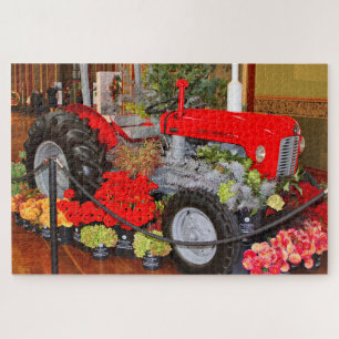 Red farm tractor Jigsaw Puzzle