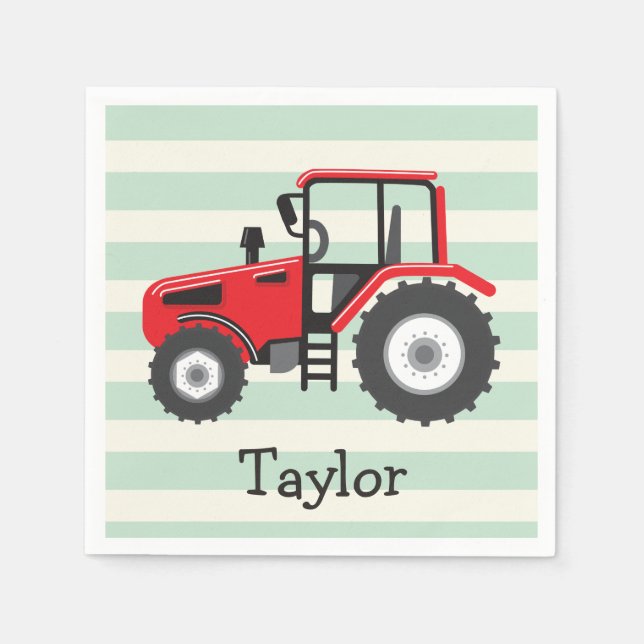 Red Farm Tractor Napkin (Front)