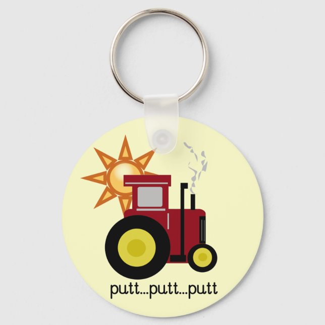 Red Farm Tractor T-shirts and Gifts Key Ring (Front)