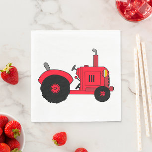 Red Farm Tractor Vehicle Napkin