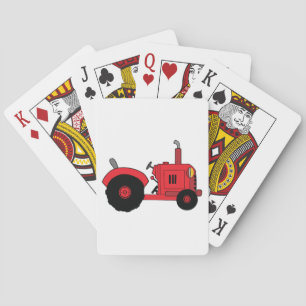 Red Farm Tractor Vehicle Playing Cards