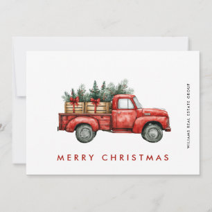 Red Farm Truck Christmas Corporate Greeting Holiday Card