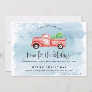 Red Farmhouse Truck Moving Announcement