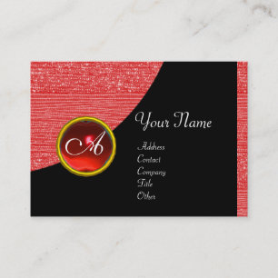 RED FASHION BEADS MONOGRAM ,black ruby Business Card