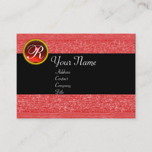 RED FASHION BEADS RUBY GEM MONOGRAM BUSINESS CARD