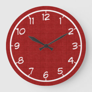 Red Faux Canvas Clock