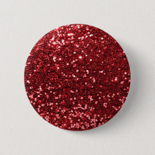 Red Faux Glitter 6 Cm Round Badge
