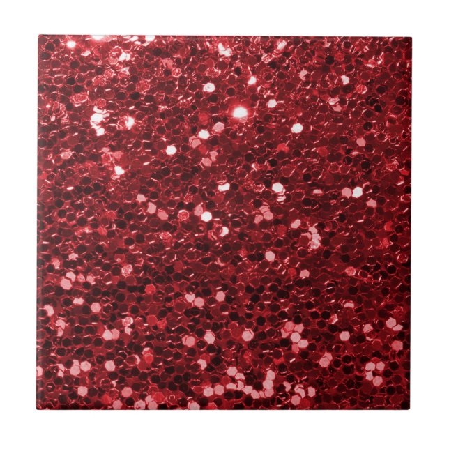 Red Faux Glitter Ceramic Tile (Front)