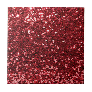 Red Faux Glitter Ceramic Tile