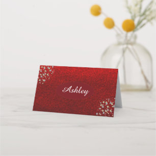 Red Faux Glitter Christmas Seating Place Card