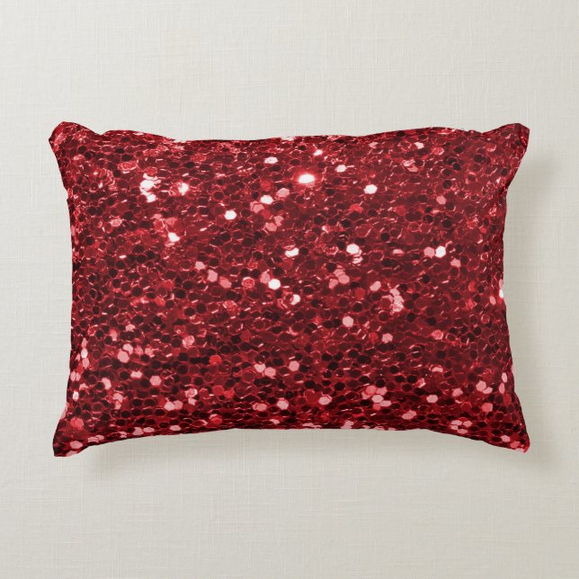 Red Faux Glitter Decorative Cushion (Front)