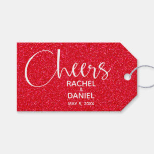 Red Faux Glitter Wedding Favour Gift Tags