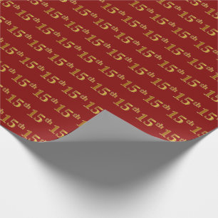 Red, Faux Gold 15th (Fifteenth) Event Wrapping Paper