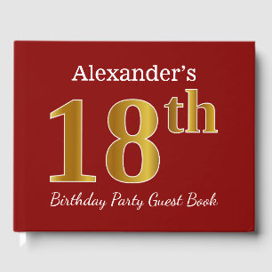 Red, Faux Gold 18th Birthday Party + Custom Name Guest Book
