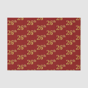 Red, Faux Gold 26th (Twenty-Sixth) Event Tissue Paper