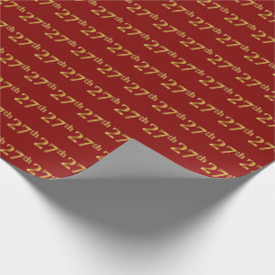 Red, Faux Gold 27th (Twenty-Seventh) Event Wrapping Paper