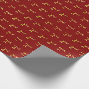 Red, Faux Gold 2nd (Second) Event Wrapping Paper