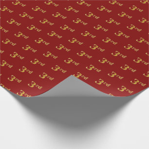 Red, Faux Gold 3rd (Third) Event Wrapping Paper