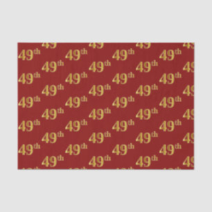 Red, Faux Gold 49th (Forty-Ninth) Event Tissue Paper