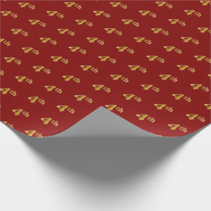 Red, Faux Gold 4th (Fourth) Event Wrapping Paper