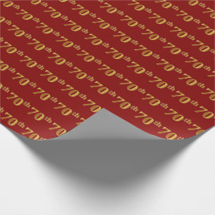Red, Faux Gold 70th (Seventieth) Event Wrapping Paper