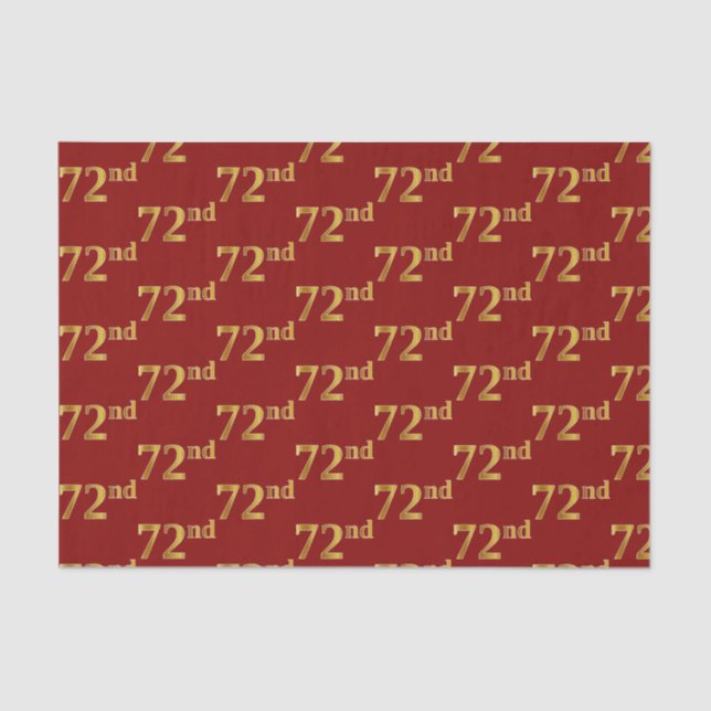 Red, Faux Gold 72nd (Seventy-Second) Event Tissue Paper (Front)