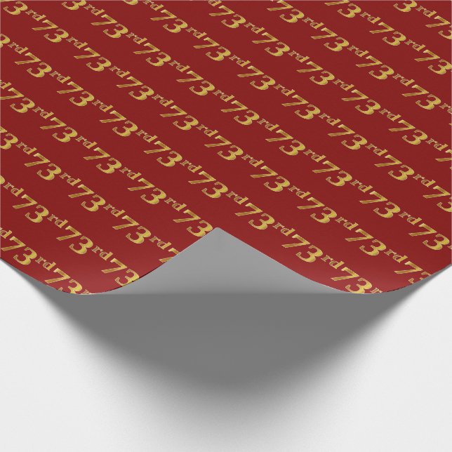 Red, Faux Gold 73rd (Seventy-Third) Event Wrapping Paper (Corner)