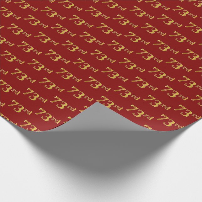 Red, Faux Gold 73rd (Seventy-Third) Event Wrapping Paper (Corner)
