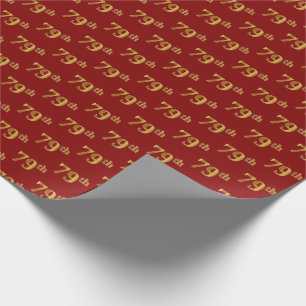 Red, Faux Gold 79th (Seventy-Ninth) Event Wrapping Paper