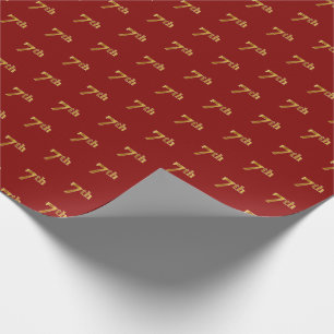 Red, Faux Gold 7th (Seventh) Event Wrapping Paper