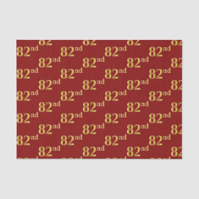 Red, Faux Gold 82nd (Eighty-Second) Event Tissue Paper (Front)