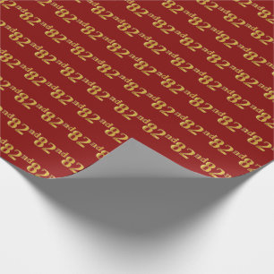 Red, Faux Gold 82nd (Eighty-Second) Event Wrapping Paper