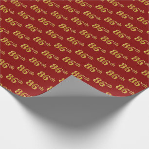 Red, Faux Gold 86th (Eighty-Sixth) Event Wrapping Paper
