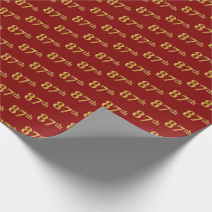 Red, Faux Gold 87th (Eighty-Seventh) Event Wrapping Paper