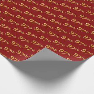Red, Faux Gold 97th (Ninety-Seventh) Event Wrapping Paper