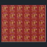 Red, Faux Gold "HAPPY 18th BIRTHDAY" Wrapping Paper<br><div class="desc">This wrapping paper design features a message like "HAPPY 18th BIRTHDAY",  with the "18th" having a faux/imitation gold appearance. It also features a name that can be customised,  and a red coloured background. It could perhaps be used when wrapping gifts being given for somebody’s eighteenth birthday. [~Z0000131]</div>