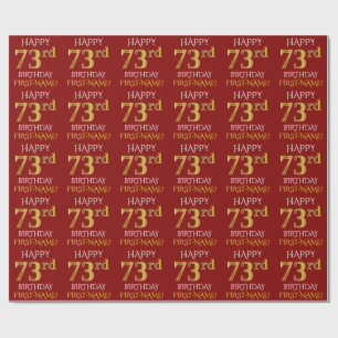 Red, Faux Gold "HAPPY 73rd BIRTHDAY" Wrapping Paper