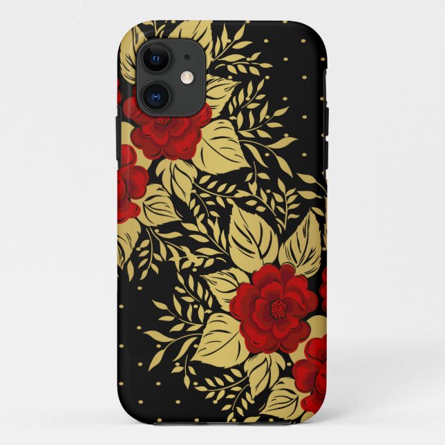 red,faux,gold,roses,pattern,chic,elegant,modern,gi Case-Mate iPhone case (Back)