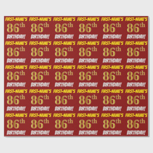 Red, Faux/Imitation Gold, "86th BIRTHDAY" Wrapping Paper