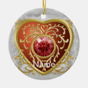 Red Faux Jewel Heart  fairy ornament