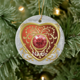 Red Faux Jewel Heart ornament