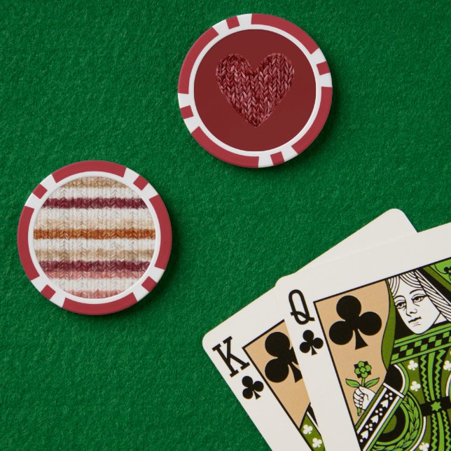 Red Faux Knitt Heart Poker Chips (Poker Table (Double))